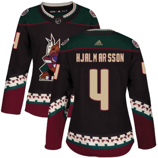 Women's Adidas Arizona Coyotes 4 Niklas Hjalmarsson Premier Black Alternate NHL Jersey