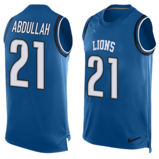 Men's Nike Detroit Lions 21 Ameer Abdullah Limited Light Blue Player Name & Number Tank Top NFL Jersey