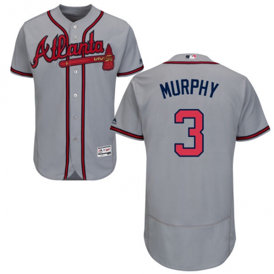 Men's Majestic Atlanta Braves 3 Dale Murphy Grey Road Flex Base Authentic Collection MLB Jersey