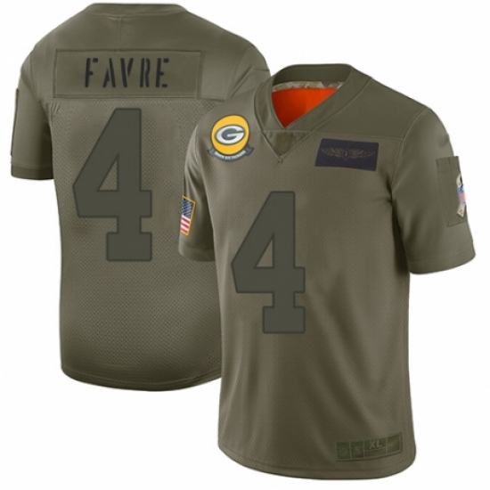 Men's Green Bay Packers 4 Brett Favre Limited Camo 2019 Salute to Service Football Jersey