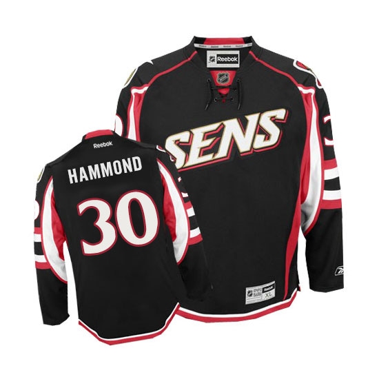 Women's Reebok Ottawa Senators 30 Andrew Hammond Authentic Black Third NHL Jersey