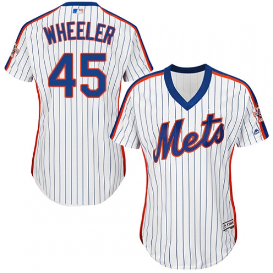 Women's Majestic New York Mets 45 Zack Wheeler Authentic White Alternate Cool Base MLB Jersey