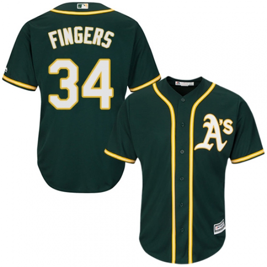 Men's Majestic Oakland Athletics 34 Rollie Fingers Replica Green Alternate 1 Cool Base MLB Jersey