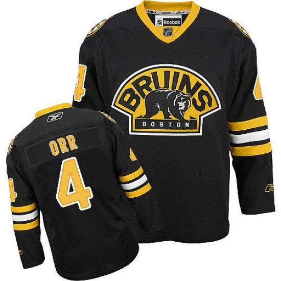 Men's Reebok Boston Bruins 4 Bobby Orr Authentic Black Third NHL Jersey