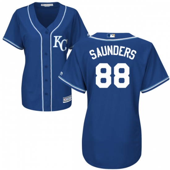 Women's Majestic Kansas City Royals 88 Michael Saunders Authentic Blue Alternate 2 Cool Base MLB Jersey