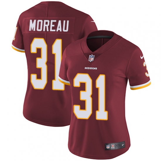 Women's Nike Washington Redskins 31 Fabian Moreau Elite Burgundy Red Team Color NFL Jersey