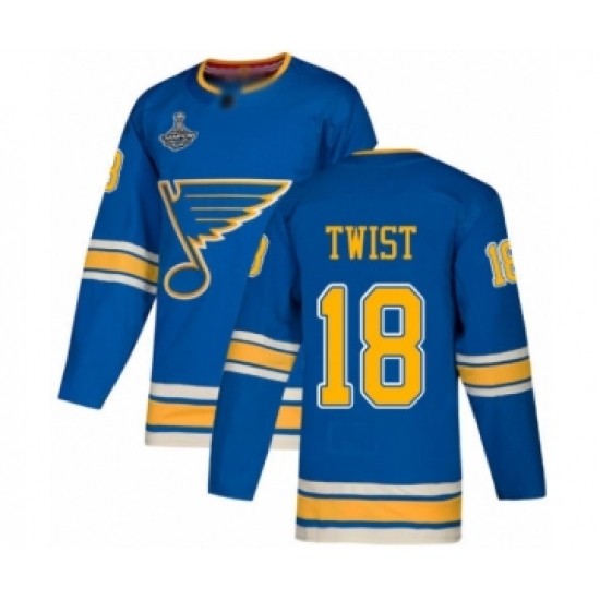 Men's St. Louis Blues 18 Tony Twist Authentic Navy Blue Alternate 2019 Stanley Cup Champions Hockey Jersey