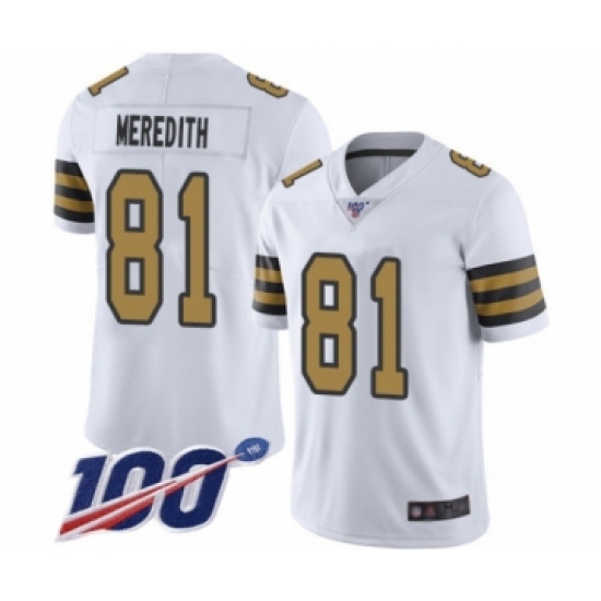 Men's New Orleans Saints 81 Cameron Meredith Limited White Rush Vapor Untouchable 100th Season Football Jersey