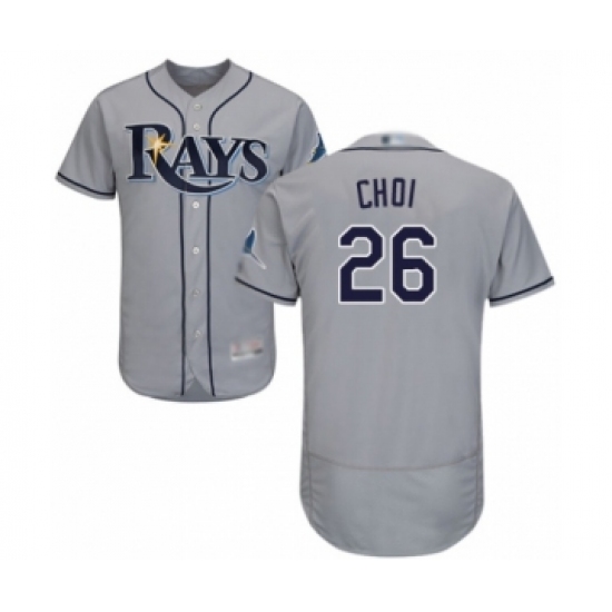 Men's Tampa Bay Rays 26 Ji-Man Choi Grey Road Flex Base Authentic Collection Baseball Player Jersey