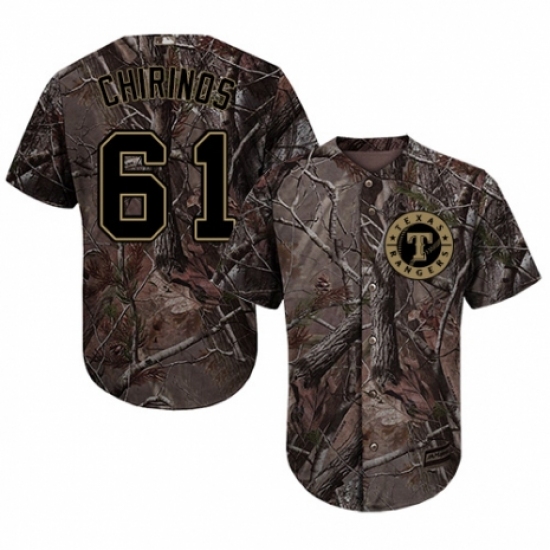 Men's Majestic Texas Rangers 61 Robinson Chirinos Authentic Camo Realtree Collection Flex Base MLB Jersey