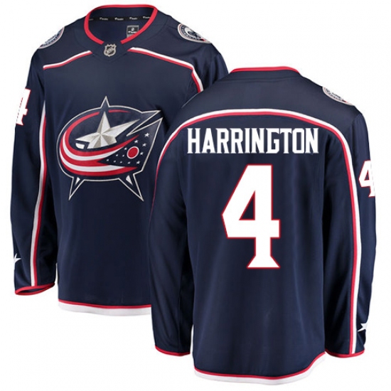 Men's Columbus Blue Jackets 4 Scott Harrington Fanatics Branded Navy Blue Home Breakaway NHL Jersey