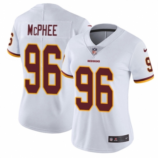 Women's Nike Washington Redskins 96 Pernell McPhee White Vapor Untouchable Limited Player NFL Jersey