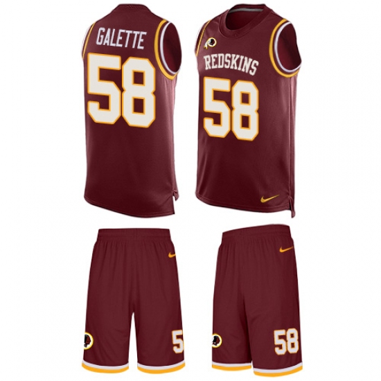 Men's Nike Washington Redskins 58 Junior Galette Limited Burgundy Red Tank Top Suit NFL Jersey