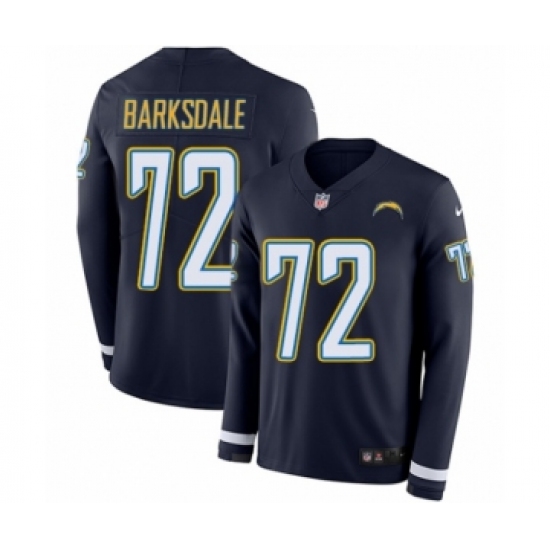 Men's Nike Los Angeles Chargers 72 Joe Barksdale Limited Navy Blue Therma Long Sleeve NFL Jersey