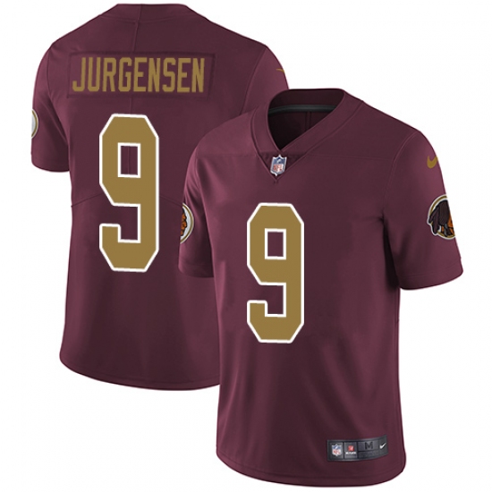 Youth Nike Washington Redskins 9 Sonny Jurgensen Elite Burgundy Red/Gold Number Alternate 80TH Anniversary NFL Jersey