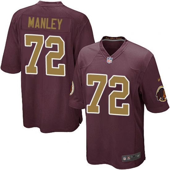 Men's Nike Washington Redskins 72 Dexter Manley Game Burgundy Red/Gold Number Alternate 80TH Anniversary NFL Jersey