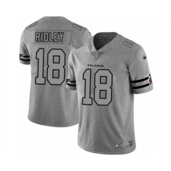 Men's Atlanta Falcons 18 Calvin Ridley Limited Gray Team Logo Gridiron Football Jersey