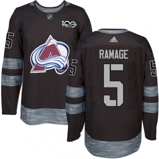 Men's Adidas Colorado Avalanche 5 Rob Ramage Premier Black 1917-2017 100th Anniversary NHL Jersey