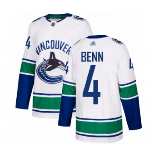 Men's Vancouver Canucks 4 Jordie Benn Authentic White Away Hockey Jersey