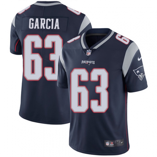 Men's Nike New England Patriots 63 Antonio Garcia Navy Blue Team Color Vapor Untouchable Limited Player NFL Jersey