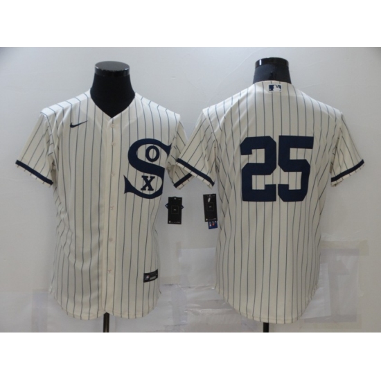 Men's Chicago White Sox 25 Jim Abbott Cream Elite 2021 Field of Dreams Jersey