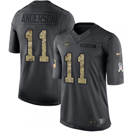 Men's Nike New York Jets 11 Robby Anderson Limited Black 2016 Salute to Service NFL Jersey