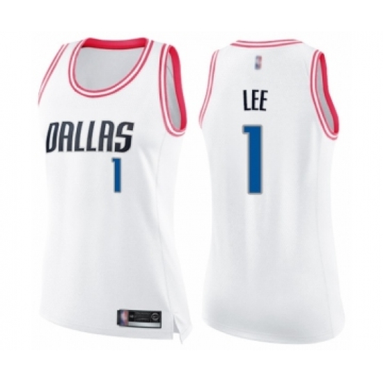 Women's Dallas Mavericks 1 Courtney Lee Swingman White Pink Fashion Basketball Jersey