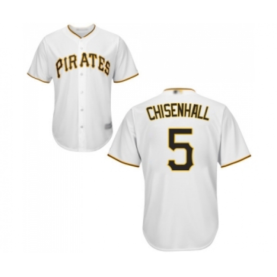 Men's Pittsburgh Pirates 5 Lonnie Chisenhall Replica White Home Cool Base Baseball Jersey