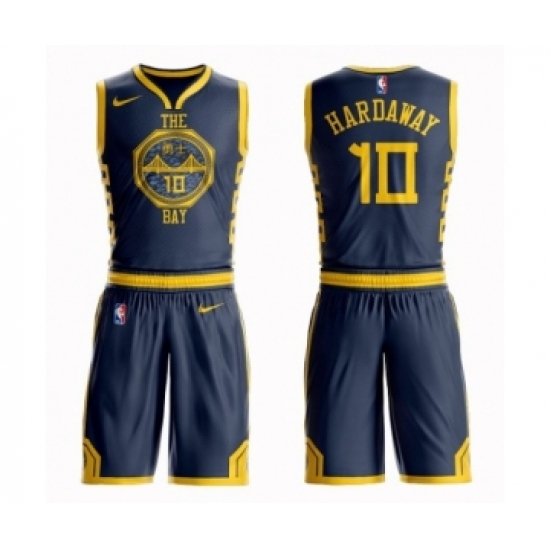 Men's Nike Golden State Warriors 10 Tim Hardaway Swingman Navy Blue NBA Suit Jersey - City Edition