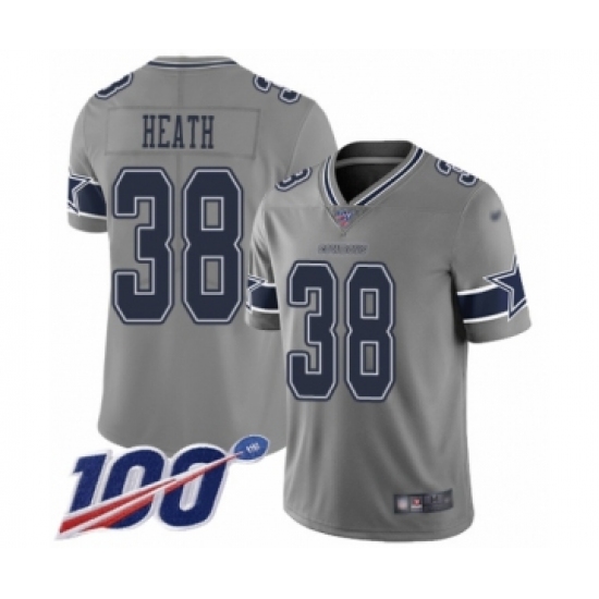 Youth Dallas Cowboys 38 Jeff Heath Limited Gray Inverted Legend 100th Season Football Jersey