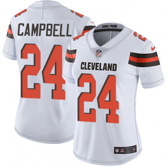 Women's Nike Cleveland Browns 24 Ibraheim Campbell White Vapor Untouchable Limited Player NFL Jersey