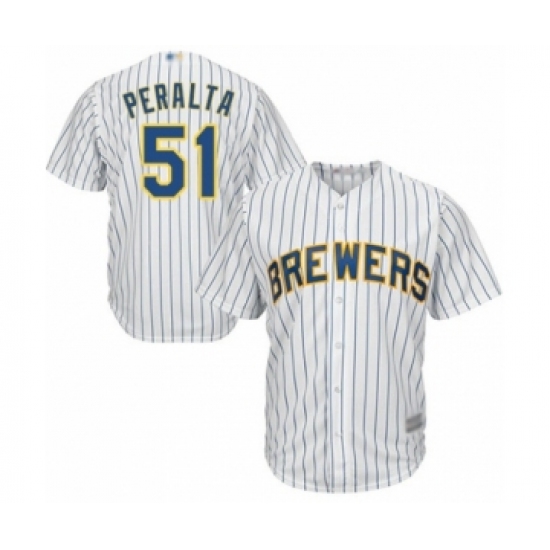 Youth Milwaukee Brewers 51 Freddy Peralta Authentic White Alternate Cool Base Baseball Player Jersey