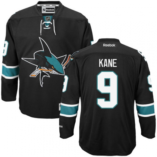 Men's Reebok San Jose Sharks 9 Evander Kane Authentic Black Third NHL Jersey