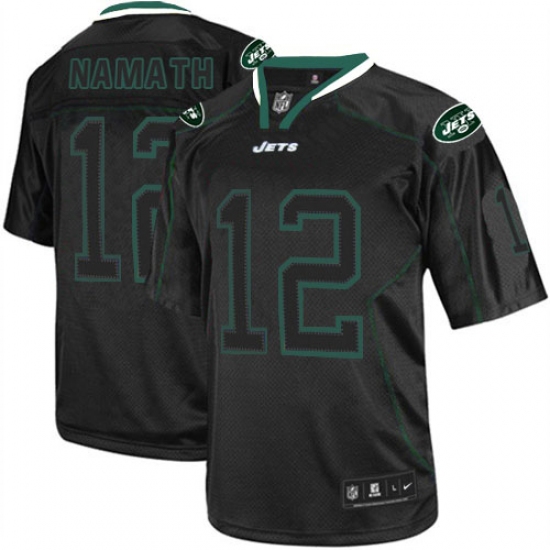 Men's Nike New York Jets 12 Joe Namath Elite Lights Out Black NFL Jersey