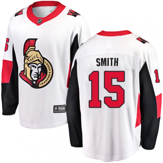 Men's Ottawa Senators 15 Zack Smith Fanatics Branded White Away Breakaway NHL Jersey