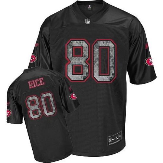 Reebok San Francisco 49ers 80 Jerry Rice Authentic Sideline Black United Throwback NFL Jersey