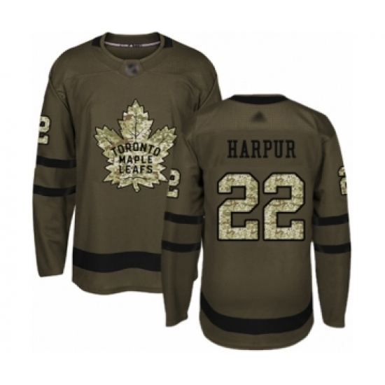 Men's Toronto Maple Leafs 22 Ben Harpur Authentic Green Salute to Service Hockey Jersey