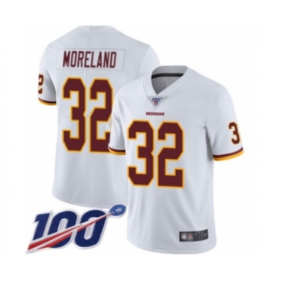 Men's Washington Redskins 32 Jimmy Moreland White Vapor Untouchable Limited Player 100th Season Football Jersey