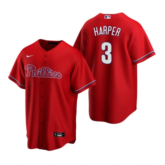 Men's Nike Philadelphia Phillies 3 Bryce Harper Red Alternate Stitched Baseball Jersey