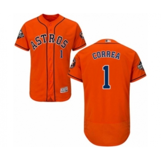 Men's Houston Astros 1 Carlos Correa Orange Alternate Flex Base Authentic Collection 2019 World Series Bound Baseball Jersey