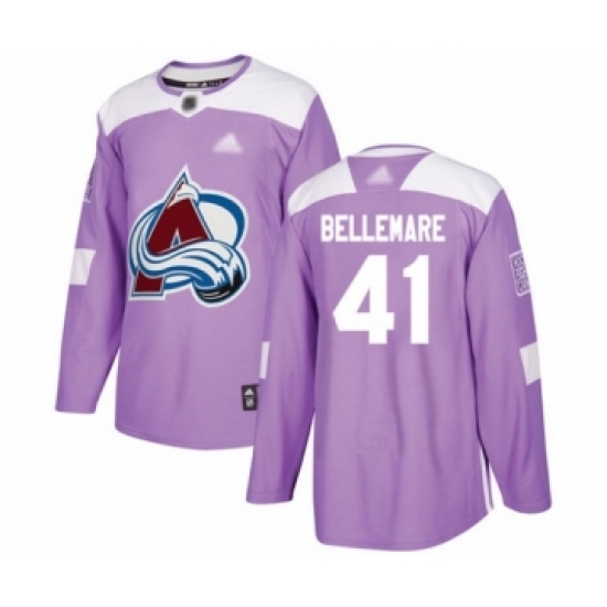 Youth Colorado Avalanche 41 Pierre-Edouard Bellemare Authentic Purple Fights Cancer Practice Hockey Jersey