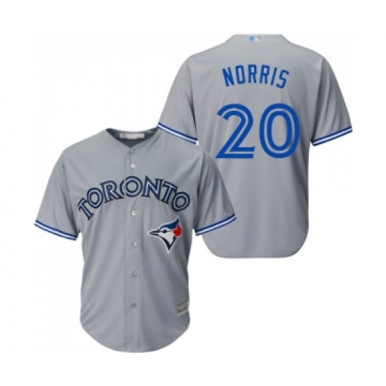 Men's Toronto Blue Jays 20 Bud Norris Replica Grey Road Baseball Jersey