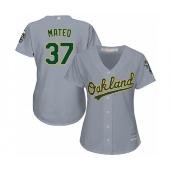 Women's Oakland Athletics 37 Jorge Mateo Authentic Grey Road Cool Base Baseball Player Jersey