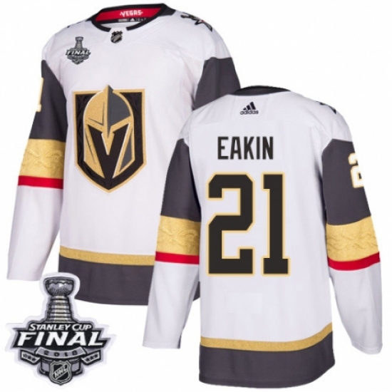 Youth Adidas Vegas Golden Knights 21 Cody Eakin Authentic White Away 2018 Stanley Cup Final NHL Jersey