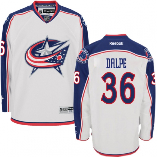 Youth Reebok Columbus Blue Jackets 36 Zac Dalpe Authentic White Away NHL Jersey