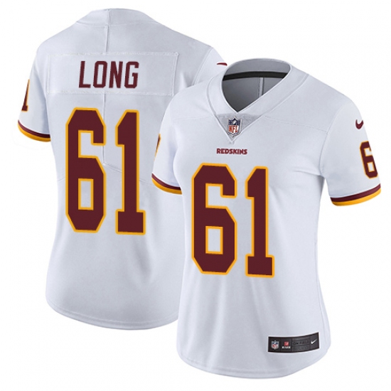 Women's Nike Washington Redskins 61 Spencer Long Elite White NFL Jersey