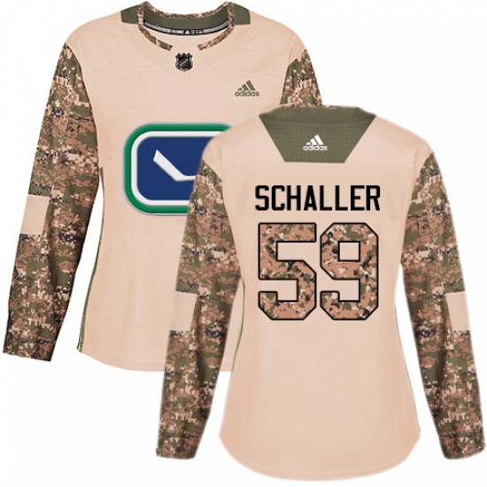 Women's Adidas Vancouver Canucks 59 Tim Schaller Authentic Camo Veterans Day Practice NHL Jersey