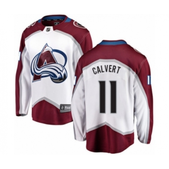 Men's Colorado Avalanche 11 Matt Calvert Authentic White Away Fanatics Branded Breakaway NHL Jersey