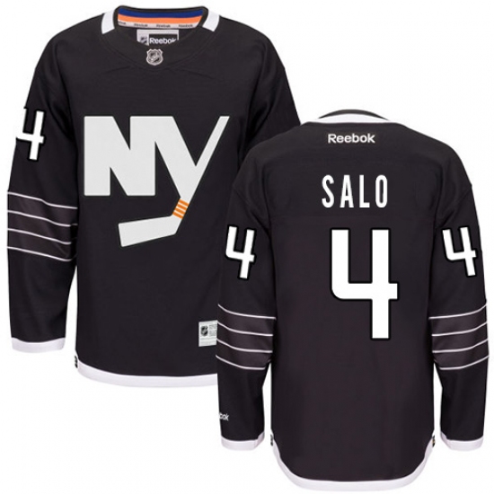 Men's Reebok New York Islanders 4 Robin Salo Authentic Black Third NHL Jersey