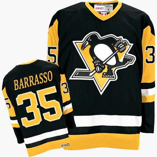 Men's CCM Pittsburgh Penguins 35 Tom Barrasso Premier Black Throwback NHL Jersey